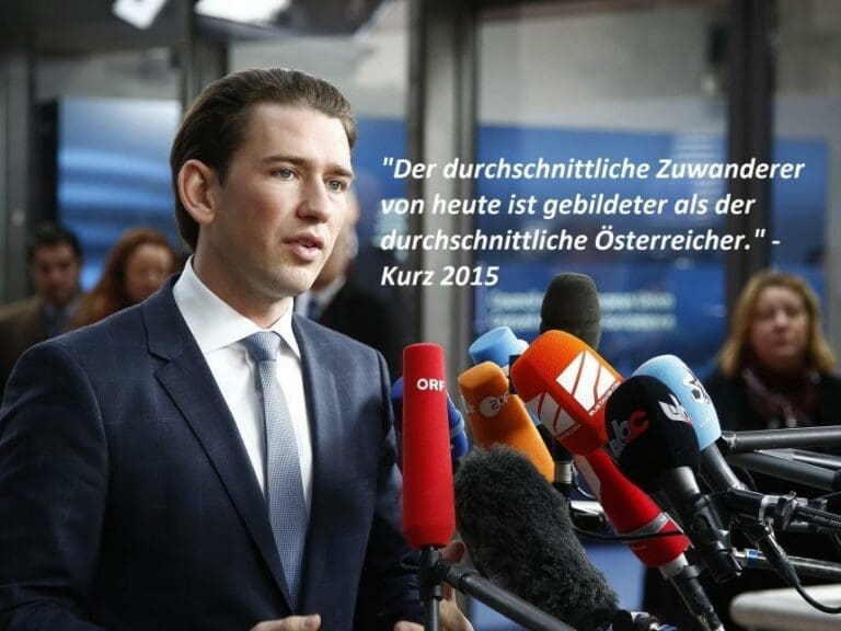 Kurz leugnet Sager über "dumme Österreicher" — Bild: Bundesministerium für Europa, Integration und Äußeres / flickr (CC BY 2.0) - Fotomontage: unzensuriert.at