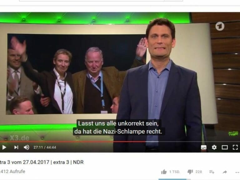 "Satire" über AfD: Weidel eine "Nazi-Schlampe" — Bild: Screenshot youtube