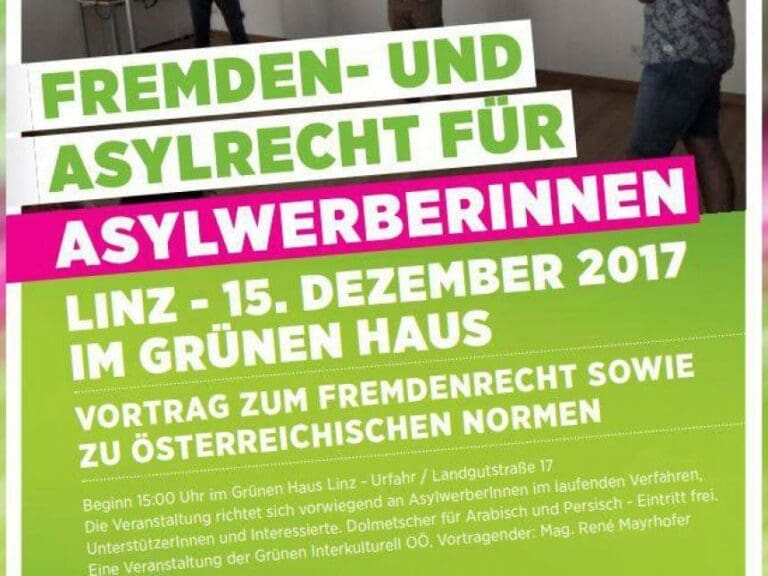 Asylverfahren: Grüner Vortrag für Flüchtlinge — Bild: Screenshot Facebook Grüne Interkulturell OÖ