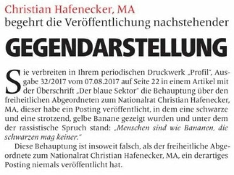 Profil-Journalistin Zöchling wollte blauen Politiker als Rassisten brandmarken: Gegendarstellung! — Bild: Unzensuriert.at