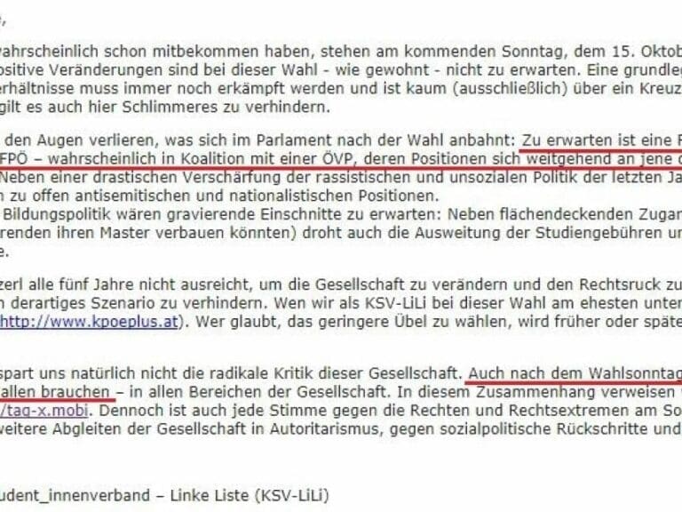 ÖH-Kommunisten hetzen Studenten gegen FPÖ auf — Bild: Privat / zVg