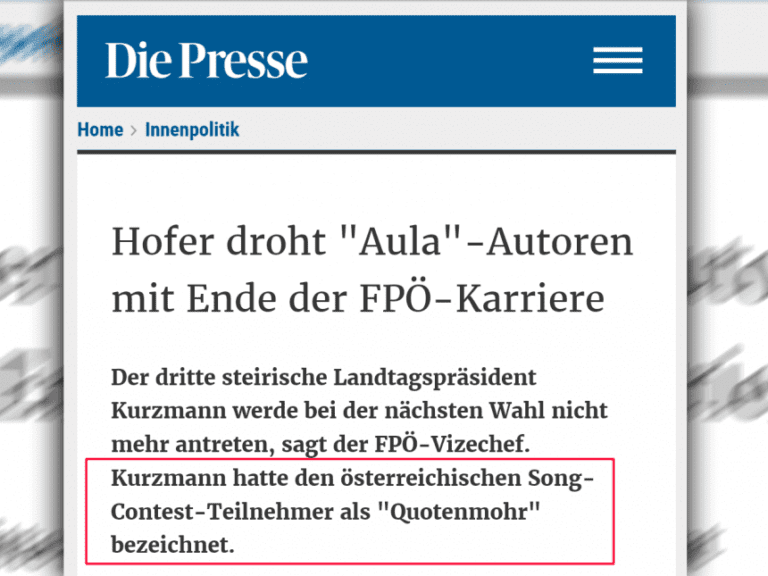 "Quotenmohr" hat für Medien Konsequenzen — Bild: Gesicherter Screenshot von diepresse.com