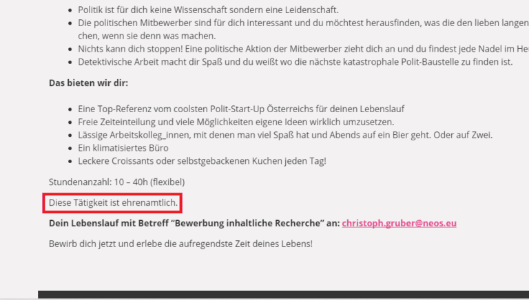 Neos OÖ will Mitarbeiter gratis hackeln lassen — Bild: Neos Oberösterreich