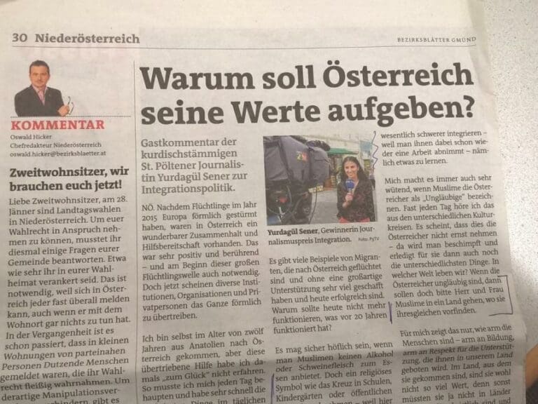 Moslemin: Österreich soll seine Werte erhalten — Bild: Screenshot / Bezirksblatt Gmünd