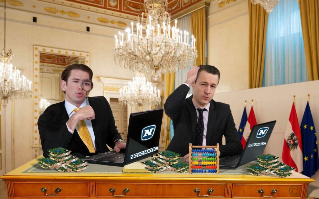 Kurz und Blümel mit Laptops