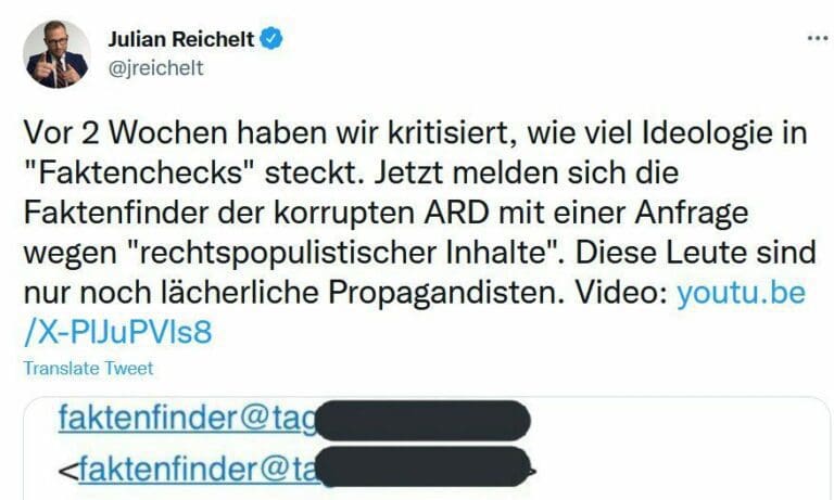 Weil Reichelt nicht mehr mit den Wölfen heult, wird er ins rechtsextreme Eck gestellt — Julian Reichelt/Twitter