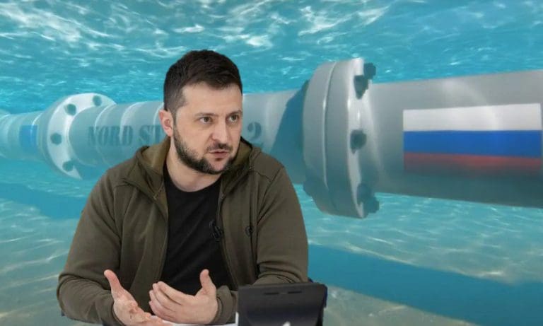 Wolodymyr Selenskyj und Nord Stream — depositphotos.com / PRESIDENT OF UKRAINE VOLODYMYR ZELENSKYY Official website / Wikimedia (CC BY 4.0)