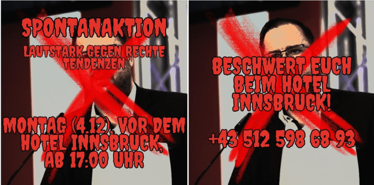 Linksextreme Drohungen gegen Hotel — Links vom Inn / Facebook