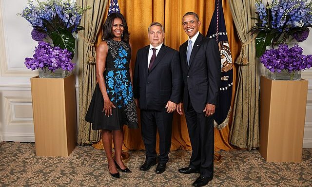 Viktor Orbán mit Michelle und Barack Obama in New York