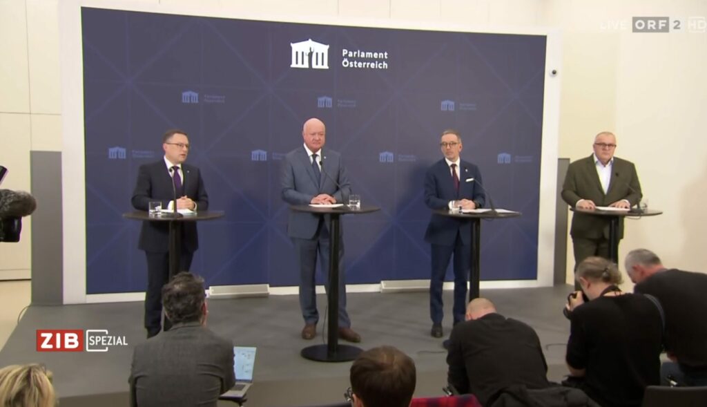 August Wöginger, Christian Stocker, Herbert Kickl und Arnold Schiefer
