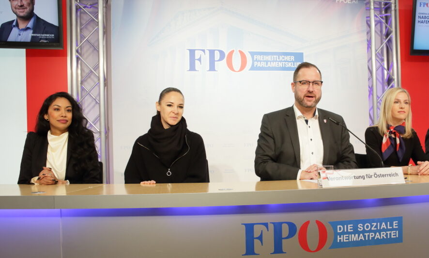 Christian Hafencker und FPÖ-TV-Moderatorinnen