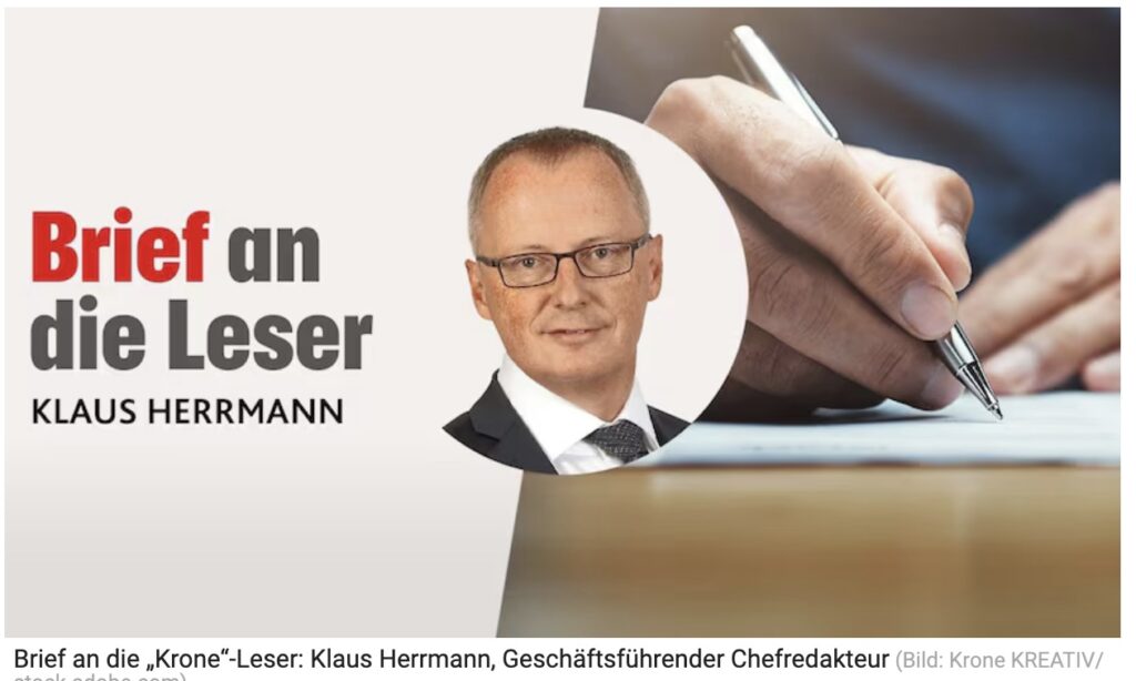 Kronen Zeitung, Brief an die Leser