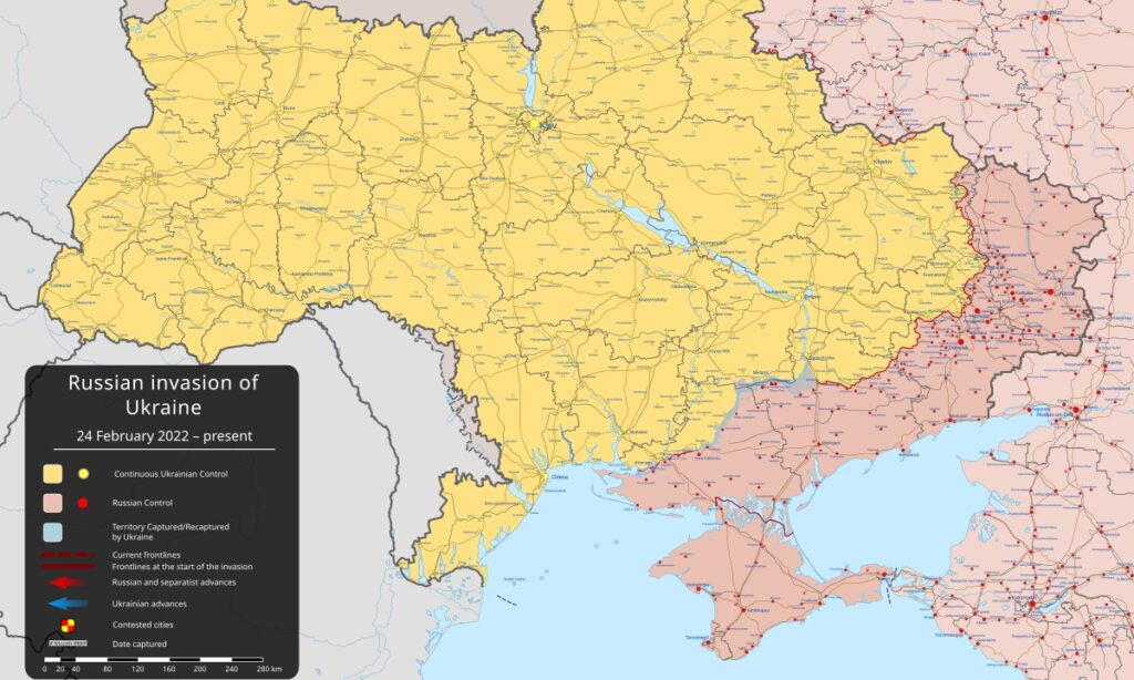 Frontverlauf Ukraine-Russland