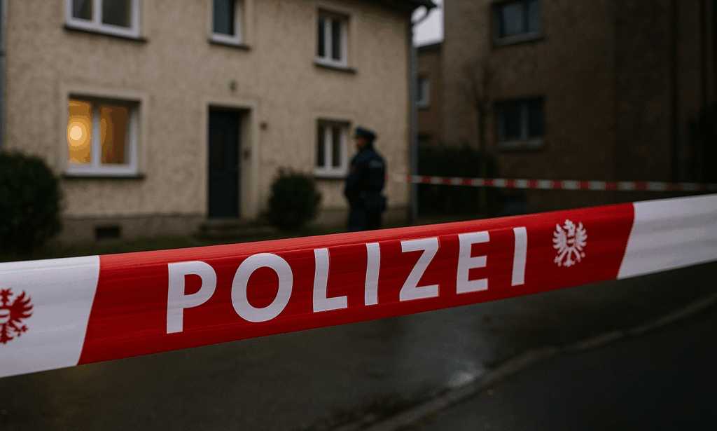Haus mit Polizeiabsperrung